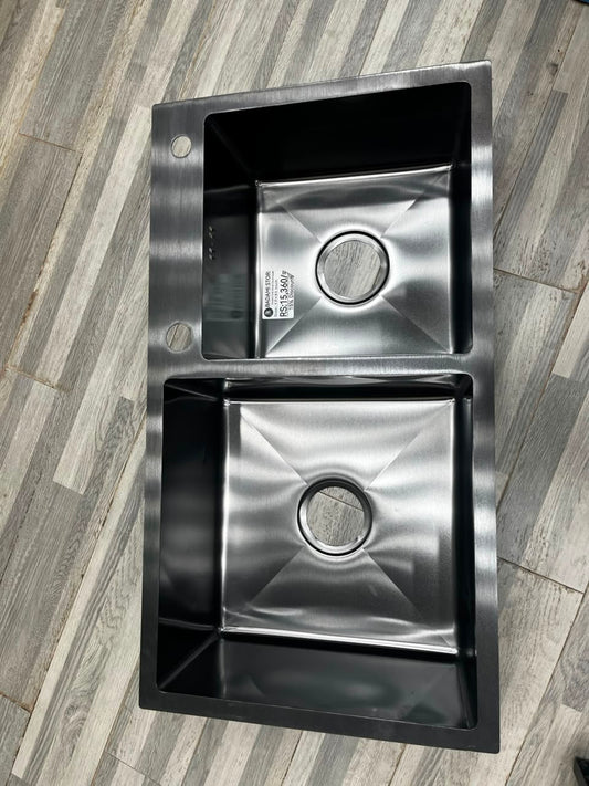 Kitchen Sink Double Hand Made Black Size:17x31 Inches