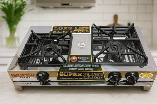 Family Twin 3knobs 2Burner Stove Heavy-Duty Grill Model :207