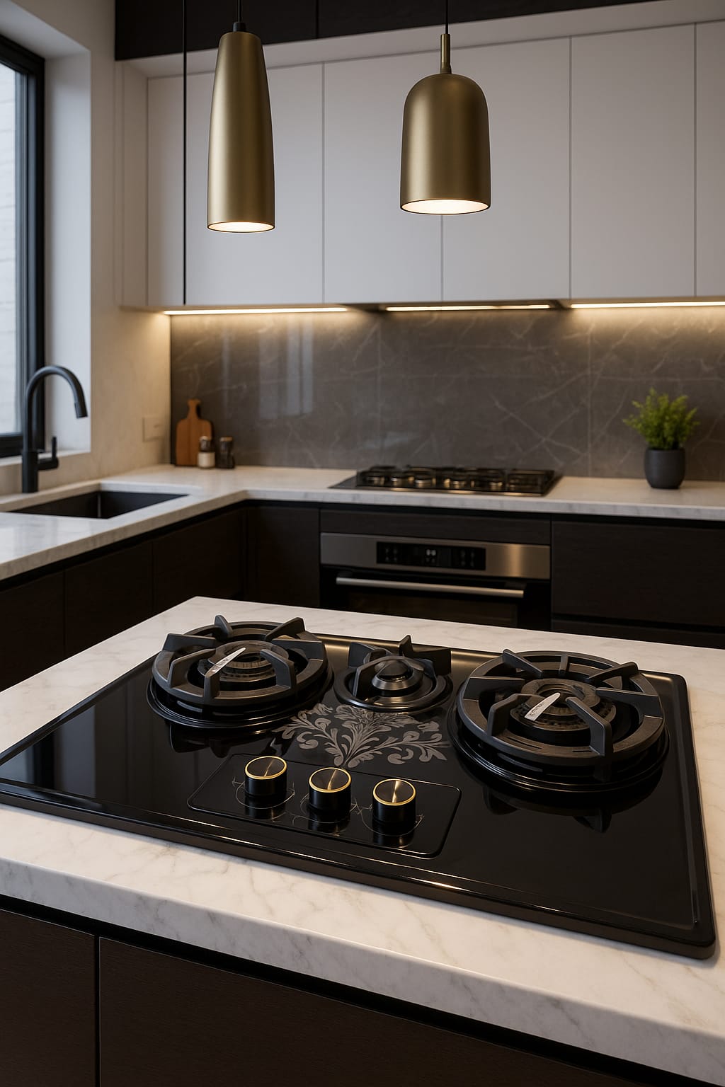 3-Burner Auto Ignition Hob | Stainless Steel Top with Cast-Iron Grill & Metal Knobs