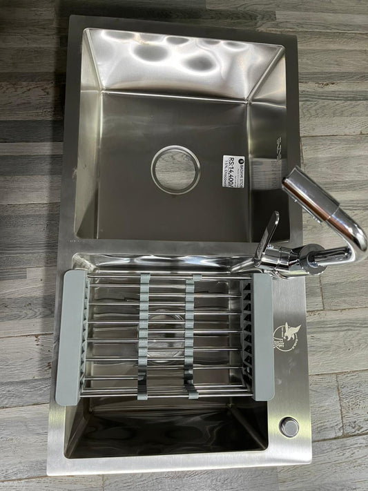 Hand made double sink (imported) without basin tap