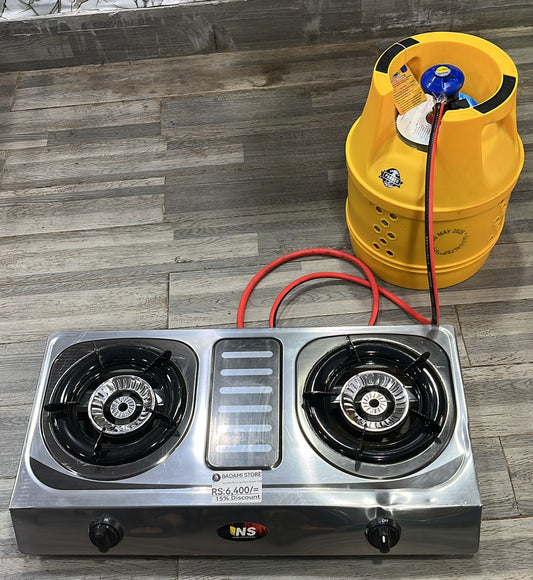 DOUBLE STOVE with 5KG fiber cylinder complete package