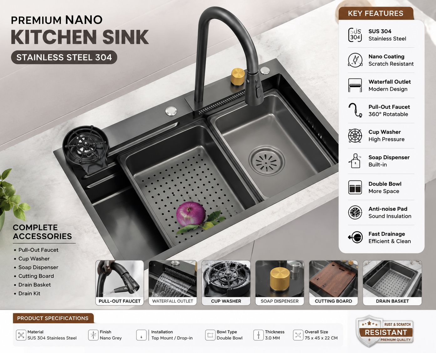 Premium Multifunction Nano Kitchen Sink