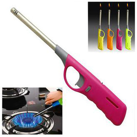 Flame Lighter for Gas Stove Kitchen Lighter BBQ Lighter Electronic Gas Refillable Stove Candle Camping Picnic Lighter